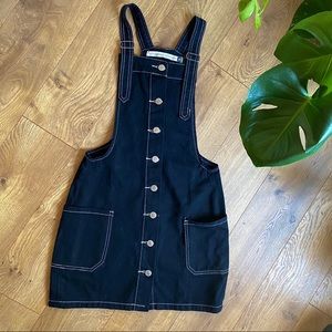(SOLD) short black denim overall dress